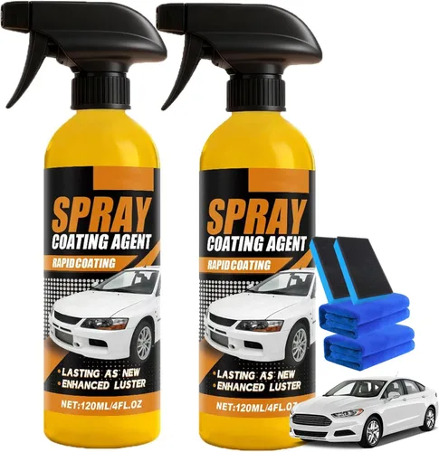 Miniatura 10 de Aerosol de revestimiento de cerámica nano hidrofóbico de reparación rápida, kit de aerosol de revestimiento de cera de coche de 4.1 fl oz, nano