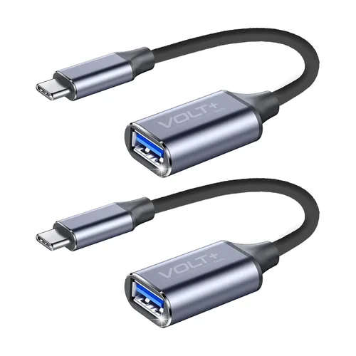 OTG - Adaptador USB-C a USB 3.0 [paquete de 2] Thunderbolt 3 compatible con Apple MacBook Pro/Air iPhone 16 Pro Max/Plus/15 Samsung Galaxy