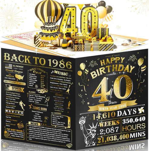 Miniatura 18 de Tarjeta de cumpleaños número 10 para niña, niño, nieto, nieta, hijo, hija, gigante, desplegable, “Happy 10th Year Old”, decoración, regalo de Negro