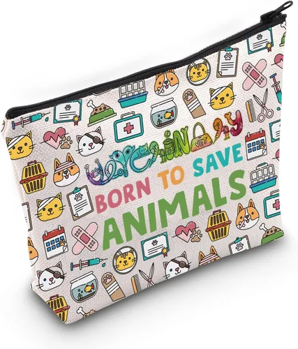 Miniatura 7 de LEVLO Veterinario Cosmético Maquillaje Bolsa de Técnico Veterinario Regalo Nacido Para Salvar Animales Maquillaje Cremallera Bolsa Bolsa Para