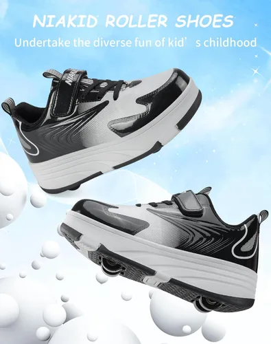 Miniatura 7 de Zapatos de Patines con Ruedas para Niños y Niñas Deporte al Aire Libre Moda Desmontables con 4 Ruedas Zapatillas con Ruedas Adecuados