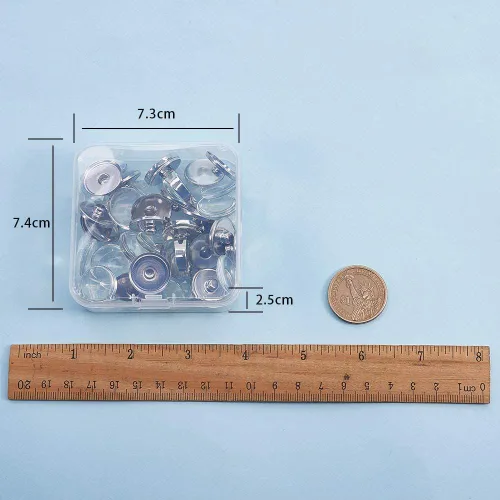 Miniatura 7 de SUNNYCLUE 1 caja de 62 anillos de dedo de botón, 2 componentes ajustables con 30 ajustes de cabujón de botón a presión, 30 piezas de bandeja