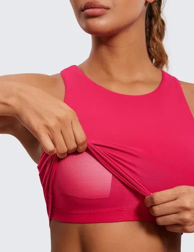 Miniatura 4 de CRZ YOGA - Butterluxe - Brasier deportivo con espalda cruzada y escote alto - Camiseta de entrenamiento sin mangas con brasier con relleno