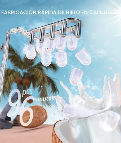Miniatura 2 de ecozy Máquina de hielo portátil para encimera, 9 cubos listos en 6 minutos, 26 libras en 24 horas, máquina autolimpiante con bolsas de hielo/cuchara