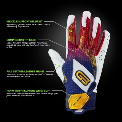 Miniatura 2 de Grip Boost Loaded - Guantes de bateo de béisbol con piel Boost Plus, tallas para adultos y jóvenes USA