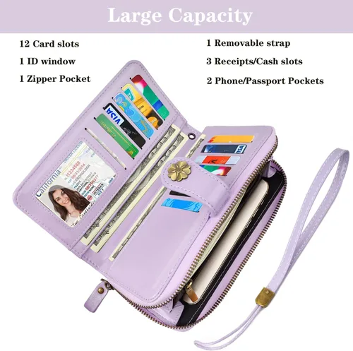Miniatura 3 de Coco Rossi Billeteras para mujer con múltiples tarjetero, cartera de embrague, tarjetero, organizador de tarjetas para mujer con correa