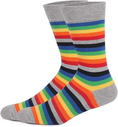Miniatura 100 de TOEJYJ Calcetines de vestir divertidos para hombre, paquete de calcetines casuales divertidos, coloridos calcetines de algodón a rayas, talla 10-13