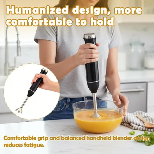 Miniatura 6 de Batidora de mano de 300 W - Mezclador de barra de inmersión para batidos, alimentos para bebés, salsas, bebidas - Batidora de cocina compacta