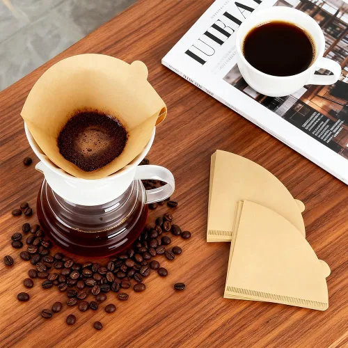 Miniatura 7 de YQL 400 filtros de café, papel de filtro de cono marrón natural tamaño 02 compatible con máquinas de goteo y cafeteras para verter sobre cafeteras