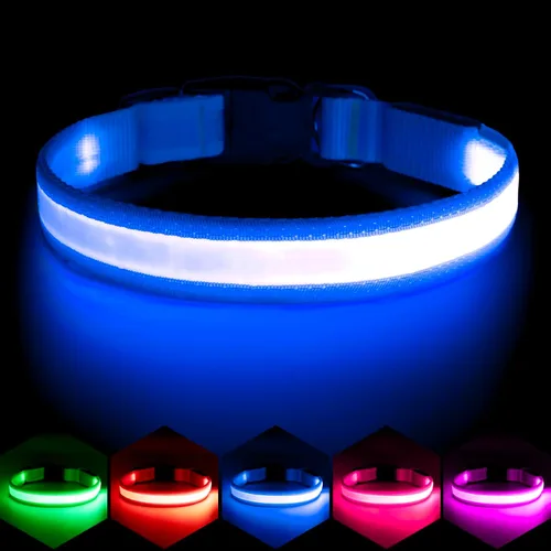Miniatura 8 de Collar LED para Perros Vizpet, Collar para Perros Luminoso Ajustable Recargable por USB Super Brillante Luz de Seguridad Collares Brillantes