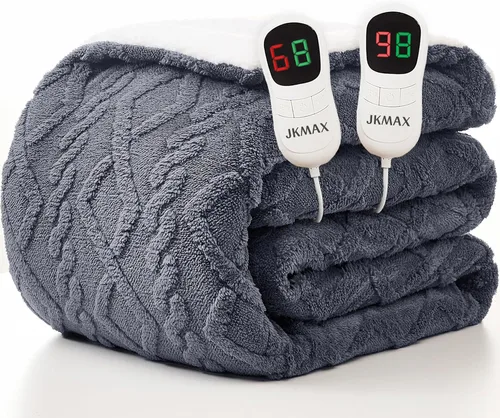 Miniatura 14 de JKMAX - Manta eléctrica con calefacción de tamaño queen, 84 x 90 pulgadas, 10 niveles de calefacción, 5 ajustes de tiempo, con protección contra