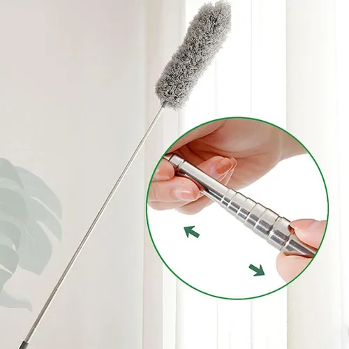 Miniatura 3 de Plumero de microfibra curvada retráctil lavable, plumero de microfibra con poste de extensión, plumero de plumas de microfibra, reutilizable