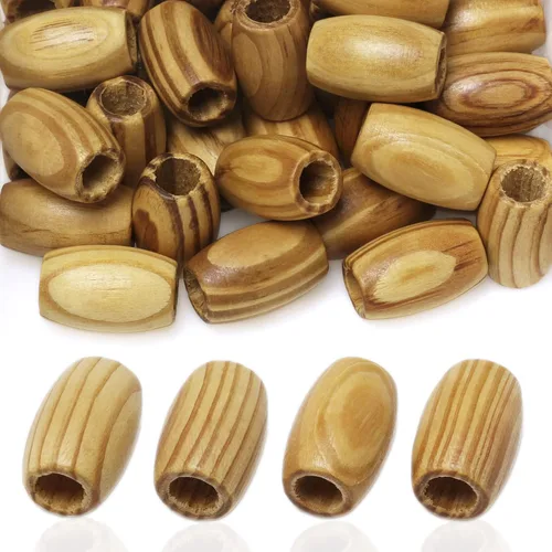 Miniatura 17 de 500 cuentas de madera ovaladas de 6 x 8mm, pequeñas cuentas espaciadoras de madera marrones con forma de grano de arroz, cuentas sueltas de madera