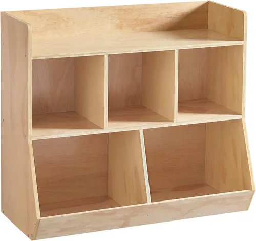 Estante Montessori, organizador de almacenamiento de juguetes de madera contrachapada para libros, juguetes, estantería de 3 estantes, gabinete de