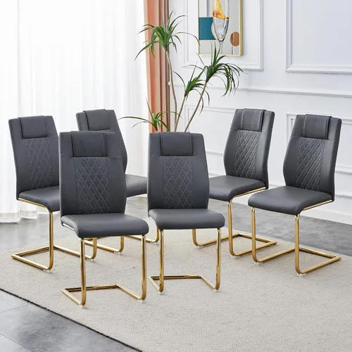 Miniatura 25 de Dining Chairs Set of 6,Kitchen Chairs with Leather Cushions,Modern Dining Chairs with Gold Metal Frame,Dinner Chairs for Kitchen & Dining Room and