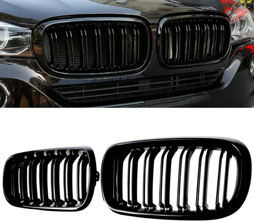 Miniatura 27 de Parrilla Frontal de Listones Individuales Compatible con X5 G05 2019 2020 2021 2022 2023 (Parrilla de Riñón Negra Brillante)
