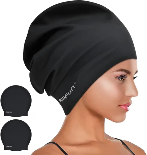 Miniatura 9 de 2 PCS Swimming Cap for Long Hair, Extra Large Swimming Caps for Women & Men, Silicone Adult Swim Cap, Waterproof Swimming Hat for Dreadlocks