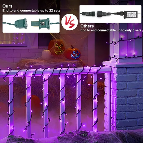 Miniatura 3 de Brizled luces de Halloween moradas, 10 mt, 100 luces LED de Halloween al aire libre, 120 V, certificación UL, linea de luces decorativas