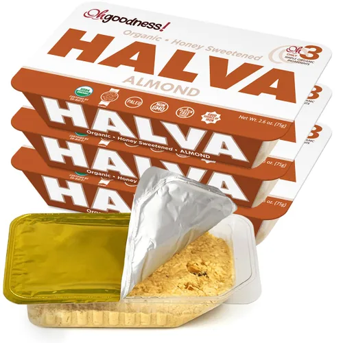 Miniatura 15 de OhGoodness! Halva de miel orgánica, paquete de 3, solo dos ingredientes simples, aperitivo y postre para derretir en la boca, golosina endulzada