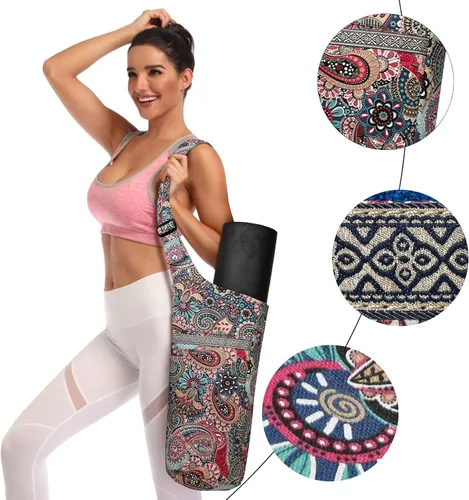 Miniatura 5 de IwIeIaIrI Bolsa para esterilla de yoga para mujeres con bolsillo grande y bolsillo con cierre, accesorios para regalos de yoga con correa de hombro