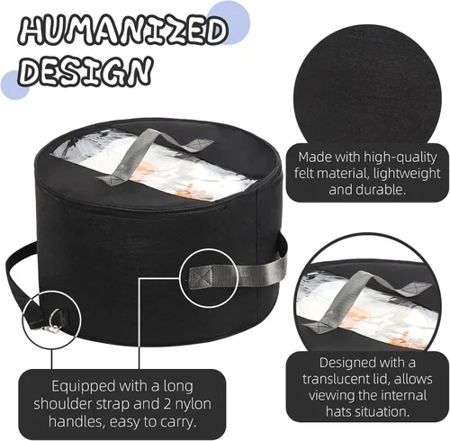Miniatura 4 de LITLANDSTAR Organizador para mujeres y hombres, caja de almacenamiento redonda, contenedor de fieltro portátil, plegable, con tapa a prueba de Negro