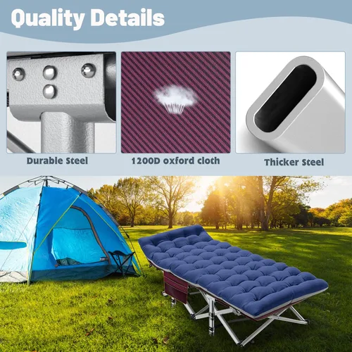 Miniatura 4 de Slsy Catre de camping plegable para adultos con almohadilla, catres de dormir portátiles acolchados, cama de campamento con bolsa de transporte