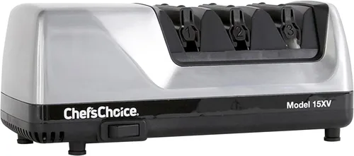 Chef'sChoice - Afilador de cuchillos eléctrico profesional 15XV con carcasa de metal duradera y abrasivos 100% de diamante y guías de ángulo de