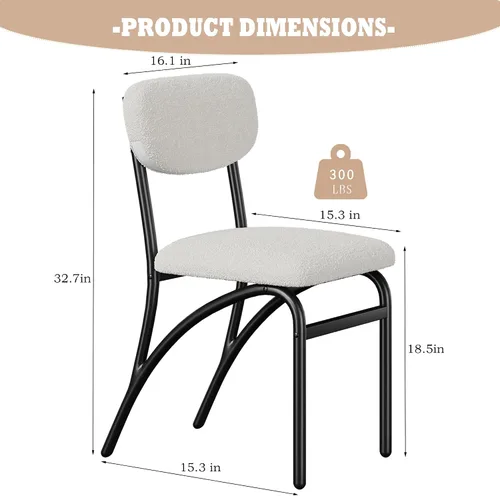 Miniatura 3 de GarveeHome Juego de 4 sillas de comedor beige tapizadas, sillas de comedor modernas con patas de metal para sala de estar, comedor, cocina, 4 sillas