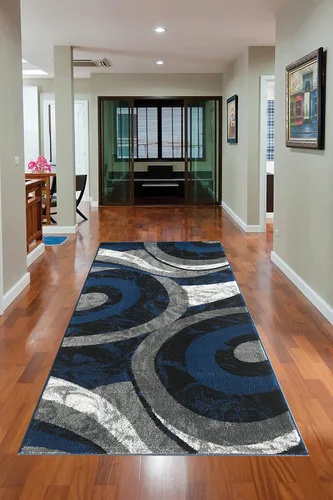 Miniatura 11 de Yafa Home Fashion Alfombra moderna y contemporánea con diseño de remolinos, lujosa, elegante y moderna (negro/gris, 2 pies x 3 pies)