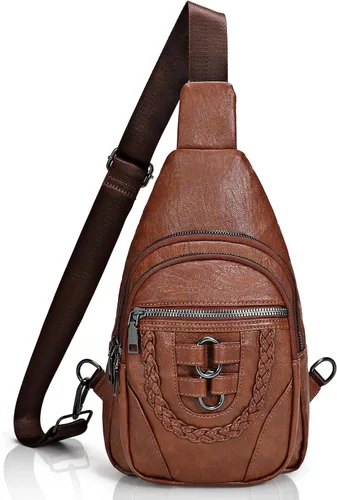 SUOSDEY 2024 Sling Bag for Women Leather Crossbody Bags for Women Trendy Chest Bag Traveling Walking