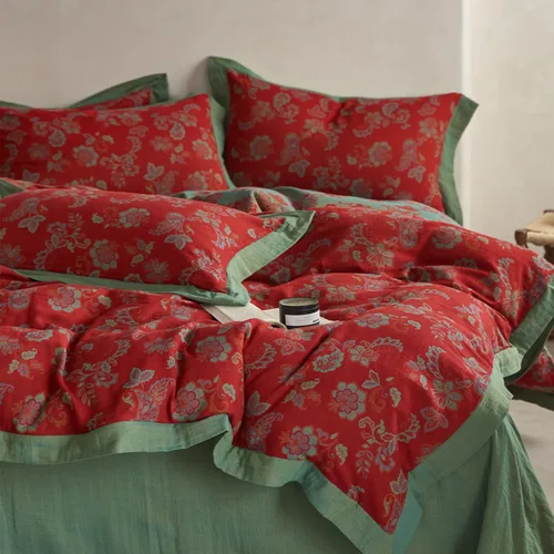 Miniatura 10 de Mixinni Juego de Colcha Reversible, 100% algodón, 3 piezas, diseño elegante bordado, fundas decorativas con bordado suave, Algodón, Patrón5272.