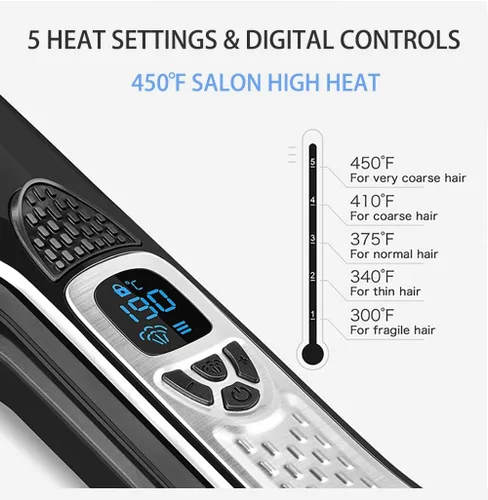 Miniatura 4 de Plancha de vapor para alisar el cabello, plancha profesional para obtener resultados suaves y sin encrespamiento (negro)