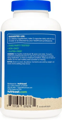 Miniatura 4 de Nutricost Resveratrol orgánico (600 mg) 120 cápsulas - USDA orgánico, certificado CCOF, vegano, sin OMG, sin gluten, 60 porciones