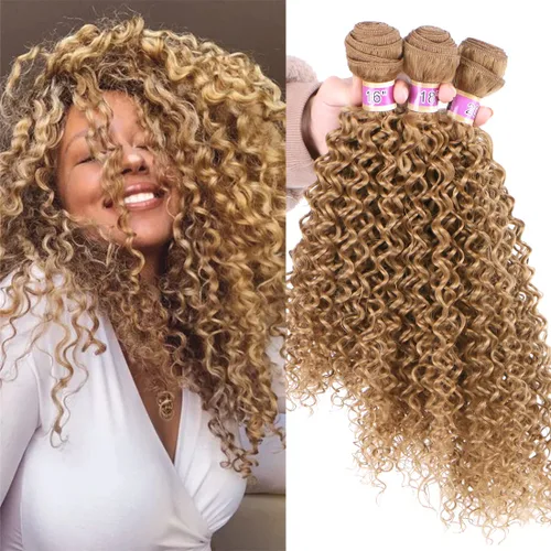 Miniatura 8 de Extensiones de cabello rizado afro rizado, sintético, tejido rápido, extensiones de cabello de fibra de alta temperatura para mujeres, color negro
