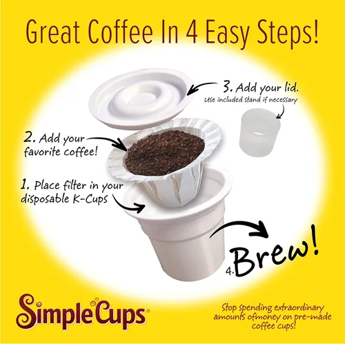 Miniatura 3 de SIMPLECUPS Vasos desechables, 50 tazas, tapas y filtros, compatibles con máquinas Keurig, K-Cup y otras tazas K reutilizables de una sola porción