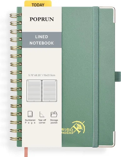 Miniatura 16 de POPRUN Lined Spiral Journal Notebook for Women & Men, 7-1/4" x 9-1/2", 220 Numbered Pages, College Ruled Hardcover Notebook for Work, Journals for