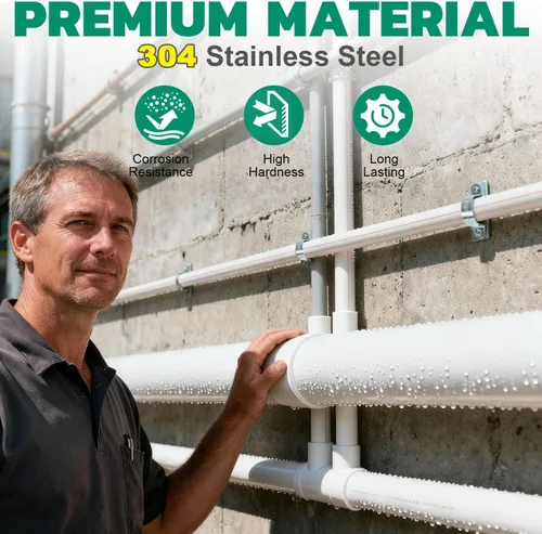 Miniatura 4 de OURU 30 abrazaderas de conducto de 1 pulgada de acero inoxidable 304, abrazadera de tubo de metal rígido en U, correa de tubo de 2 agujeros
