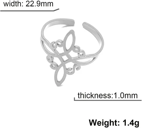 Miniatura 6 de Anillo de nudo de bruja para mujer, de acero inoxidable, ajustable, anillo de nudo de amor celta, anillo de nudo de brujas cuaternarias, amuleto