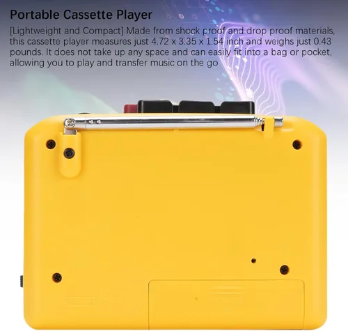 Miniatura 5 de LICAEVEY Reproductor de casete portátil con radio AM FM, reproductor de cinta retro integrado altavoz y micrófono, conector de auriculares