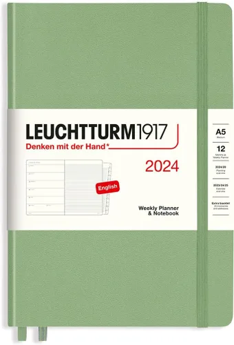 Miniatura 14 de LEUCHTTURM1917 - Agenda semanal y cuaderno 2024 con folleto adicional, tapa dura, composición (B5), verde (1 de enero - 31 de diciembre de 2024)