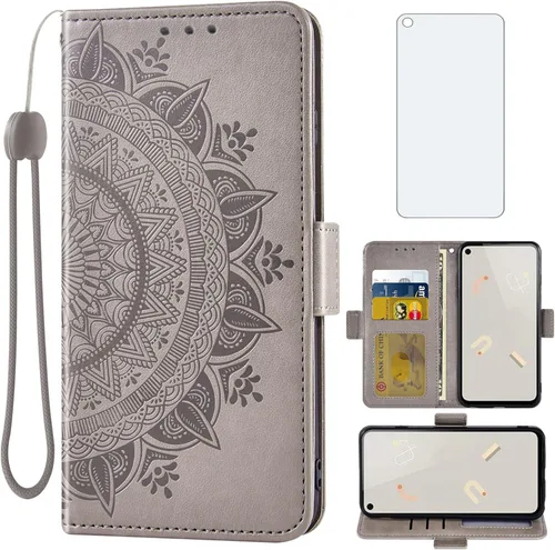 Asuwish Funda tipo cartera compatible con Google Pixel 5a 5G, protector de pantalla de vidrio templado, tarjetero, accesorios abatibles, correa de