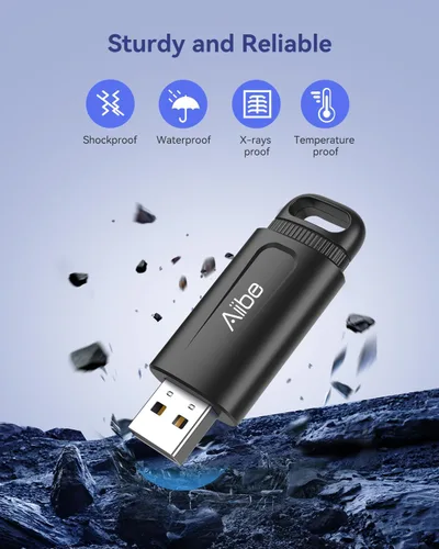 Miniatura 6 de Aiibe Unidad flash USB de 128 GB, paquete de 2 unidades – Unidad de memoria USB 2.0 de 128 GB con llavero (negro y rojo)