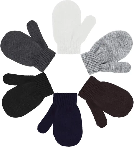 Miniatura 6 de Boao 12 pares de guantes de invierno para niños pequeños, guantes de punto para niños, guantes mágicos cálidos para niños y niñas, suministros