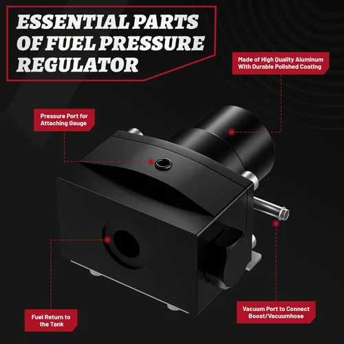 Miniatura 3 de Kit regulador de presión de combustible EFI con retorno de derivación 0-100 psi, medidor de presión AN6-6AN, conectores de manguera de línea