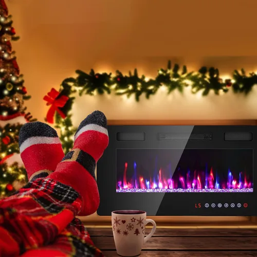 Miniatura 5 de Zionheat - Chimenea eléctrica ultrafina de 36 pulgadas para sala de estar, chimenea independiente/insertos/montado en la pared con control remoto