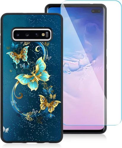 Miniatura 7 de OOK Funda para Galaxy Note 10 Plus de 6.8 pulgadas, [protector de pantalla integrado], bonito diseño de mariposa azul, parte trasera de Samsung