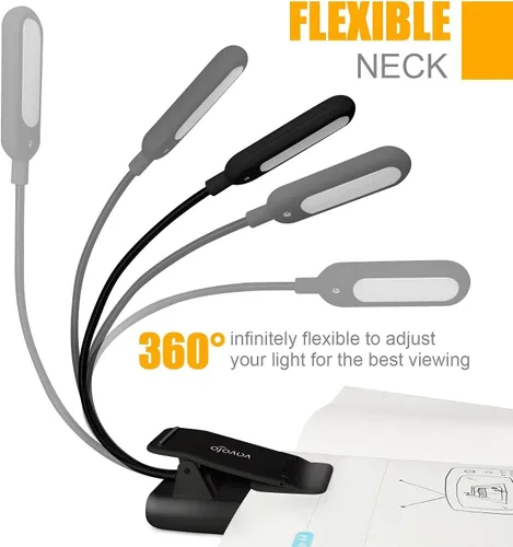 Miniatura 5 de VAVOFO Luz de lectura recargable con clip, 7 LED con 3 temperaturas de color, 9 niveles de brillo, luces de libro para leer en la cama con indicador