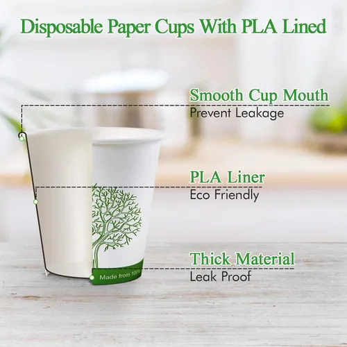 Miniatura 2 de ECOLipak 500 unidades de tazas de papel compostables, tazas de papel de 4 oz para espresso y café con revestimiento de PLA, tazas de papel Paquete