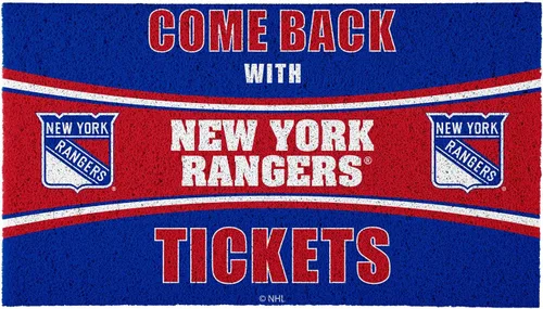 Team Sports America NHL New York Rangers | Entrada interior y exterior | 28 x 16 pulgadas | Parte trasera antideslizante | Tapetes de bienvenida |