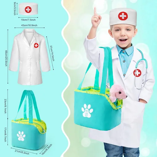 Miniatura 6 de Sundaymot Kit de Doctor para Niños, 37 piezas de juguetes de jugar al Doctor, kit de Doctor para niños pequeños de 3 a 5 años, con juguete de perro